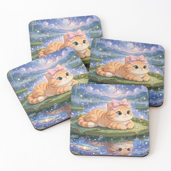 Item preview, Dreamy Kitten on Lily Pad Lake designed and sold by Moody Vibes Studio.