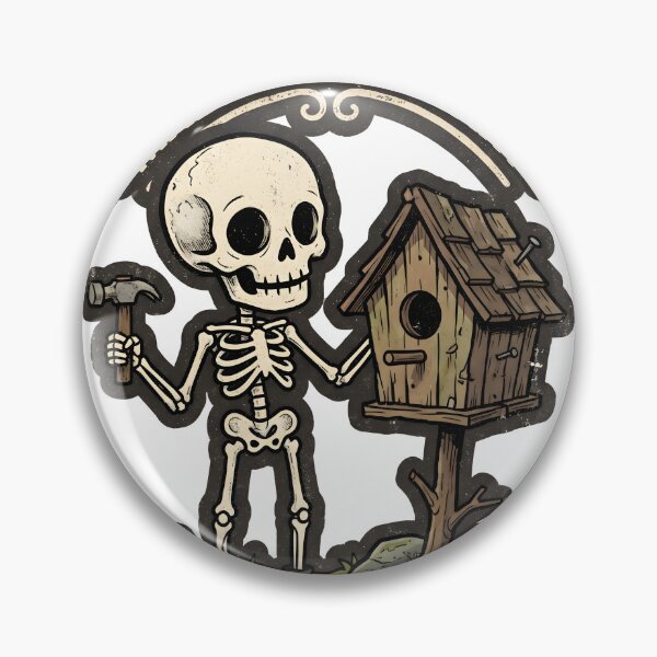 Item preview, Made With Heart Cartoon Skeleton Building Wooden Birdhouse designed and sold by MisteryDesigner.