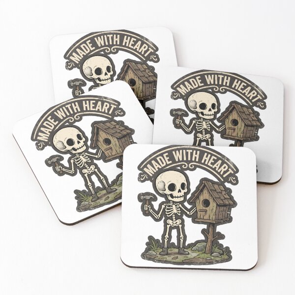 Item preview, Made With Heart Cartoon Skeleton Building Wooden Birdhouse designed and sold by MisteryDesigner.