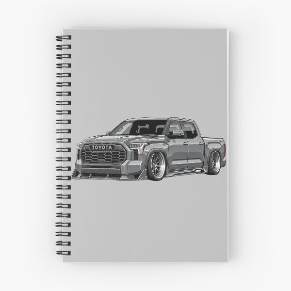 Artikelvorschau, Illustration eines individuell gestalteten, grauen Toyota Tundra TRD Pro Slammed Street Trucks entworfen und verkauft von Motorline44.