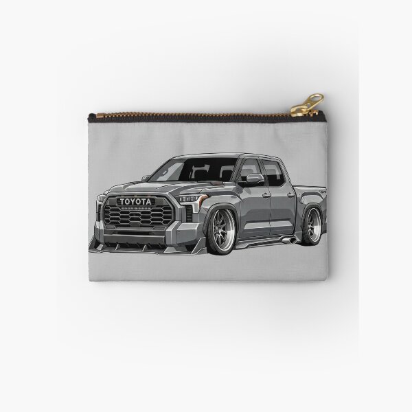 Artikelvorschau, Illustration eines individuell gestalteten, grauen Toyota Tundra TRD Pro Slammed Street Trucks entworfen und verkauft von Motorline44.