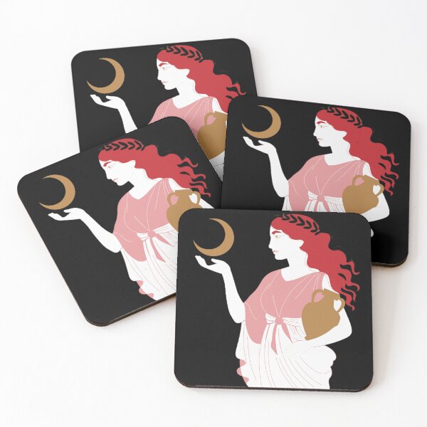 Item preview, Aquarius Goddess with Crescent Moon – Zodiac Water Bearer Illustration designed and sold by BuckaBaby.