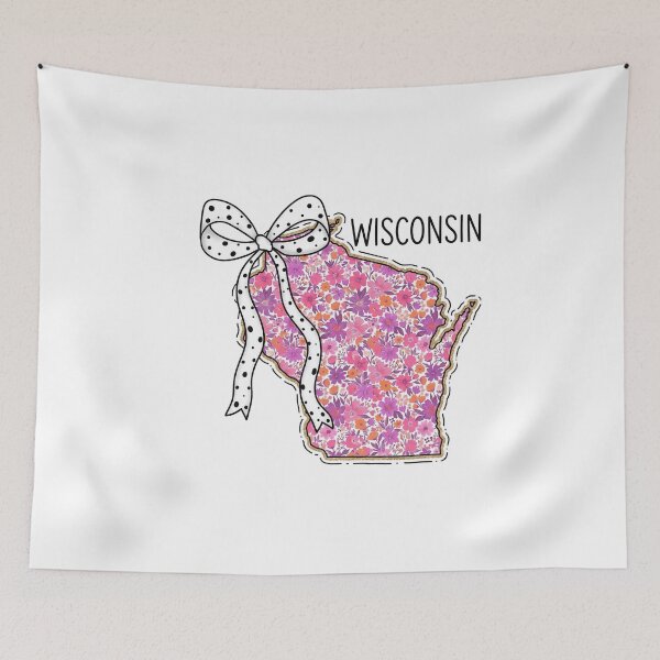 Item preview, Cute Wisconsin Floral Map Graphic Coquette Bow Design designed and sold by Paper Drip.
