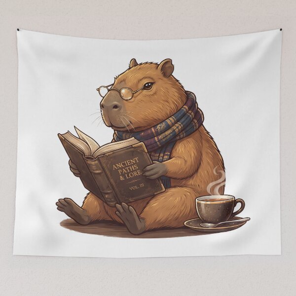 Item preview, Dark Academia Capybara Reading Book Smart Animal Bookworm Gift designed and sold by WorldShop17.