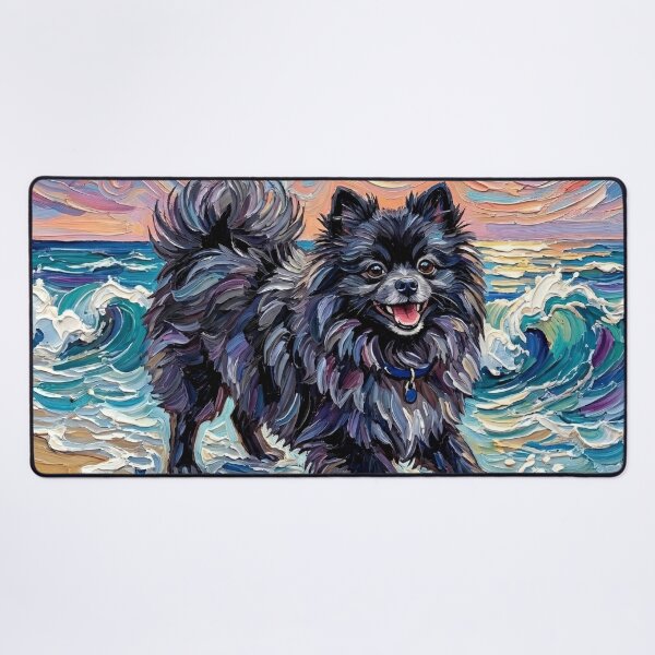 Item preview, Beach Days - Black Pomeranian designed and sold by AjaTrier.
