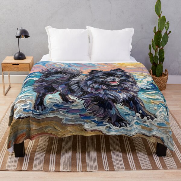 Item preview, Beach Days - Black Pomeranian designed and sold by AjaTrier.