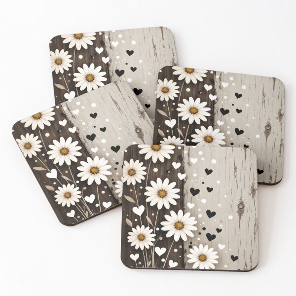 Item preview, Rustic Daisy Floral Wood Wall Art | 4K Ultra HD Farmhouse Digital Download | White Daisy & Heart Wooden Background | 4500 × 5400 px Printable Decor designed and sold by  Mirai_Art  ⭐⭐⭐⭐.