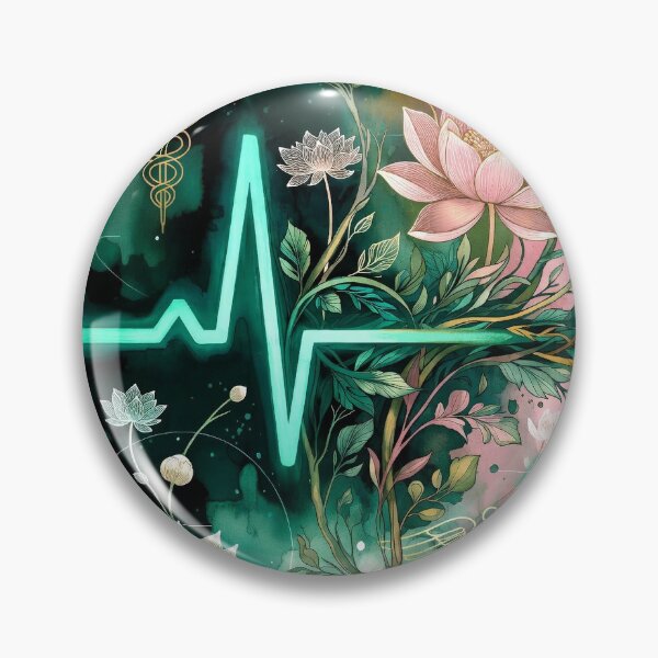 Item preview, Healing Pulse EKG Lotus Caduceus Artsy Healthcare Art designed and sold by Devb92.