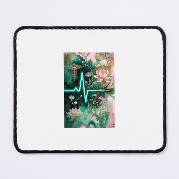 Item preview, Healing Pulse EKG Lotus Caduceus Artsy Healthcare Art designed and sold by Devb92.