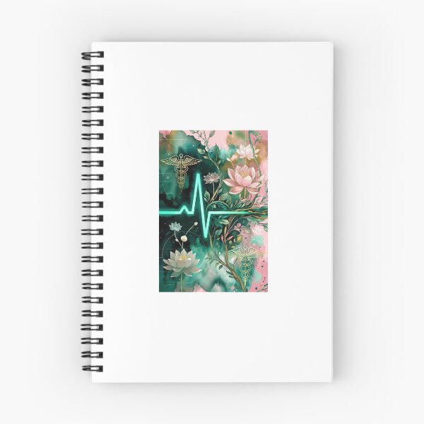 Item preview, Healing Pulse EKG Lotus Caduceus Artsy Healthcare Art designed and sold by Devb92.