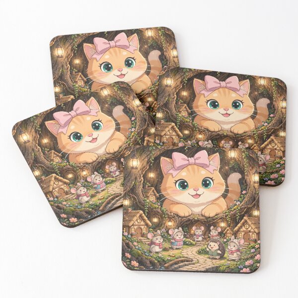 Item preview, Giant Kitten Watching Fairy Mouse Village designed and sold by Moody Vibes Studio.