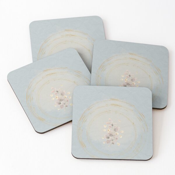 Item preview, Minimalist Eucalyptus in Golden Circle, Watercolor and Paper Texture Art designed and sold by Diseño que alegran tu día.