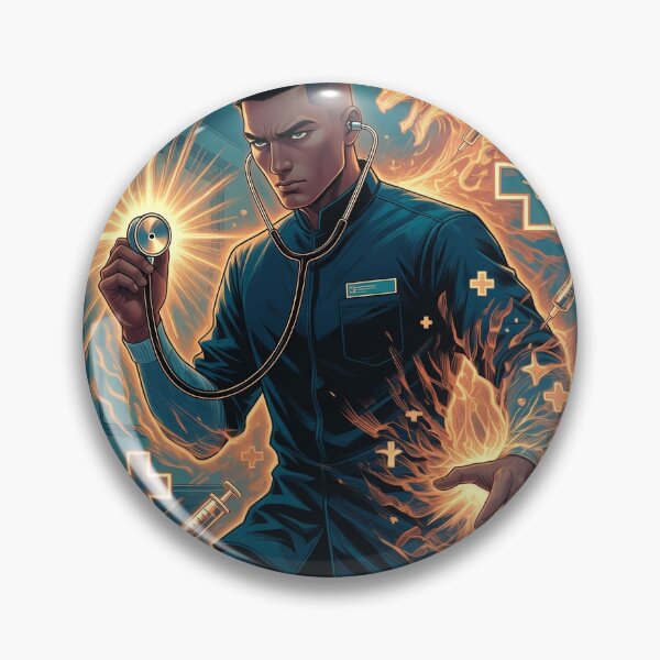 Item preview, Phoenix Guardian Male Nurse Stethoscope Fire Artsy Healthcare Art designed and sold by Devb92.