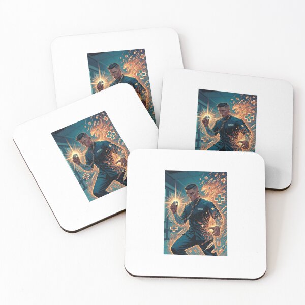 Item preview, Phoenix Guardian Male Nurse Stethoscope Fire Artsy Healthcare Art designed and sold by Devb92.