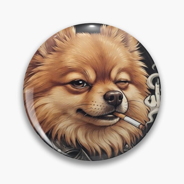 Item preview, Rebellious, smoking Pomeranian sticker art. designed and sold by bluebeski.