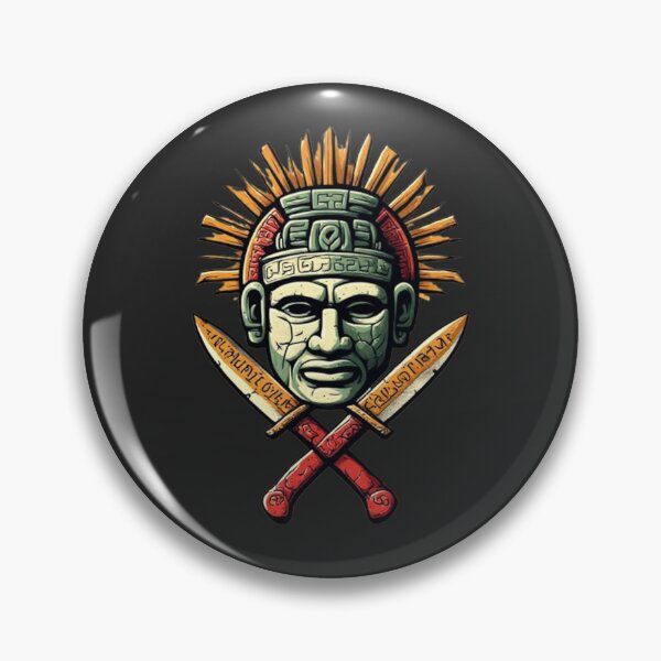 Item preview, Mayan Warrior Mask with Crossed Blades & Sun | Elysium Echoes Icon 03 designed and sold by Shift-Bloom.