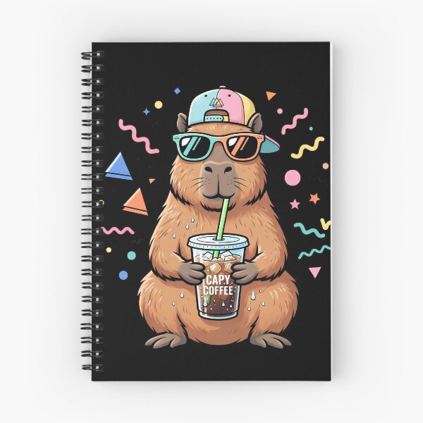 Item preview, 90s Aesthetic Capybara Iced Coffee Lover Retro Memphis Style designed and sold by WorldShop17.