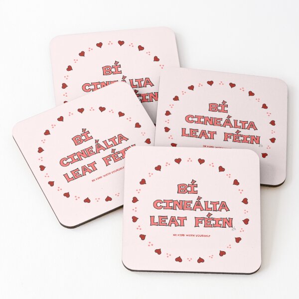 Item preview, Be Kind With Yourself (as Gaeilge / in Irish) Encircled by Hearts designed and sold by BrokenIrish.