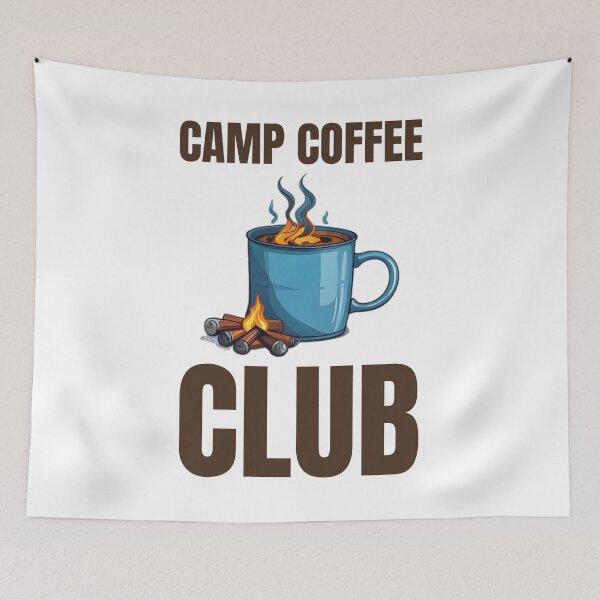 Item preview, Camp Coffee Club Campfire Enamel Mug designed and sold by DreamDesignWear.