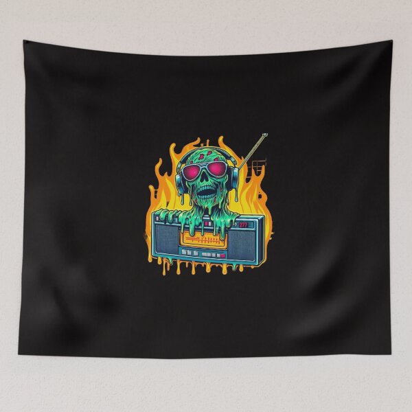 Item preview, Zombie skull with retro cassette designed and sold by Shirtabell.