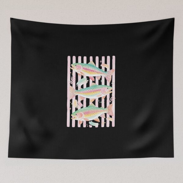 Item preview,  Preppy Summer Lake, Colorful Rainbow Trout designed and sold by Doodletext.