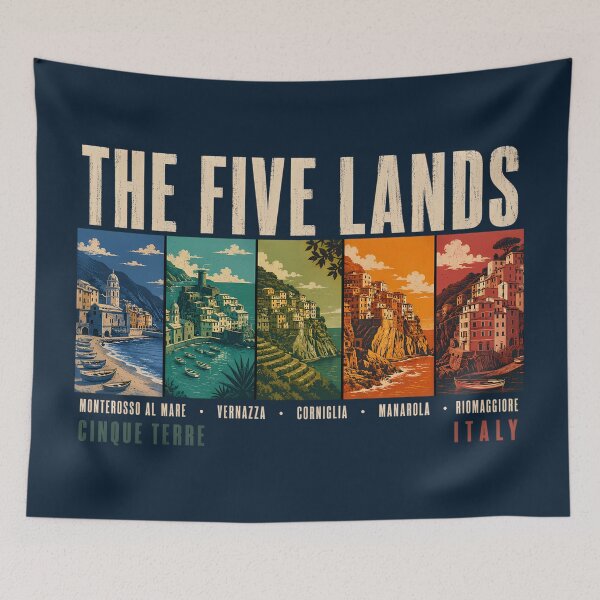 Item preview, The Five Lands Cinque Terre Italy Illustration Vintage designed and sold by KrisSidDesigns.