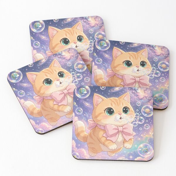 Item preview, Kitten Blowing Galaxy Bubbles in Space designed and sold by Moody Vibes Studio.