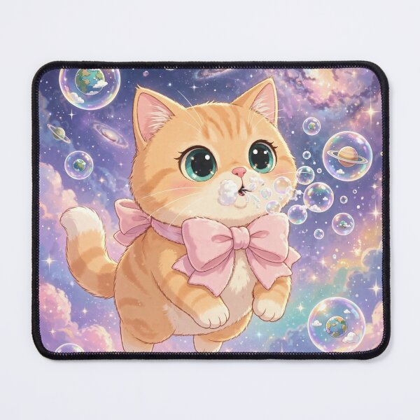 Item preview, Kitten Blowing Galaxy Bubbles in Space designed and sold by Moody Vibes Studio.