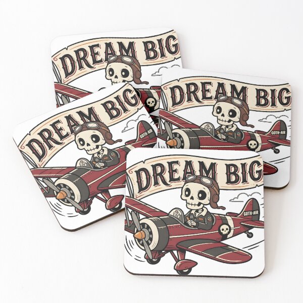 Item preview, Dream Big Cute Cartoon Aviator Skeleton flying Retro Airplane designed and sold by MisteryDesigner.