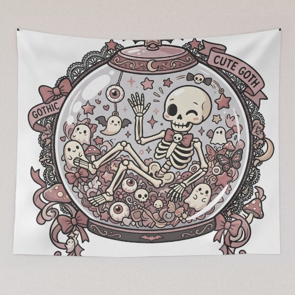 Item preview, Skeleton in Crystal Ball Snow Globe Pastel Gothic Halloween designed and sold by MisteryDesigner.