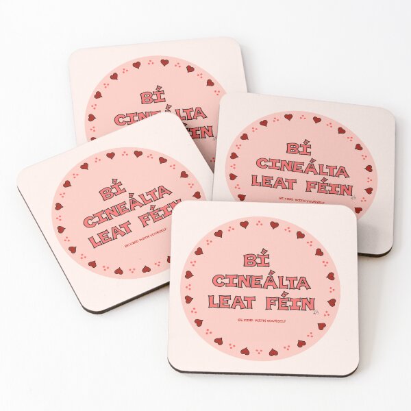 Item preview, Be Kind With Yourself (as Gaeilge / in Irish) Pink Circle designed and sold by BrokenIrish.