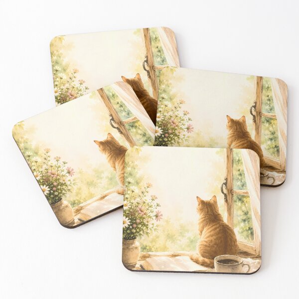 Item preview, Cozy Watercolor Cat at Window with Book designed and sold by Moodprint5.