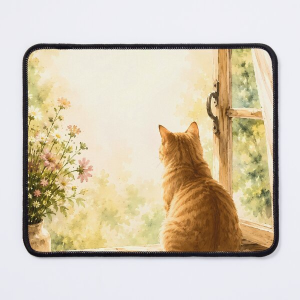 Item preview, Cozy Watercolor Cat at Window with Book designed and sold by Moodprint5.