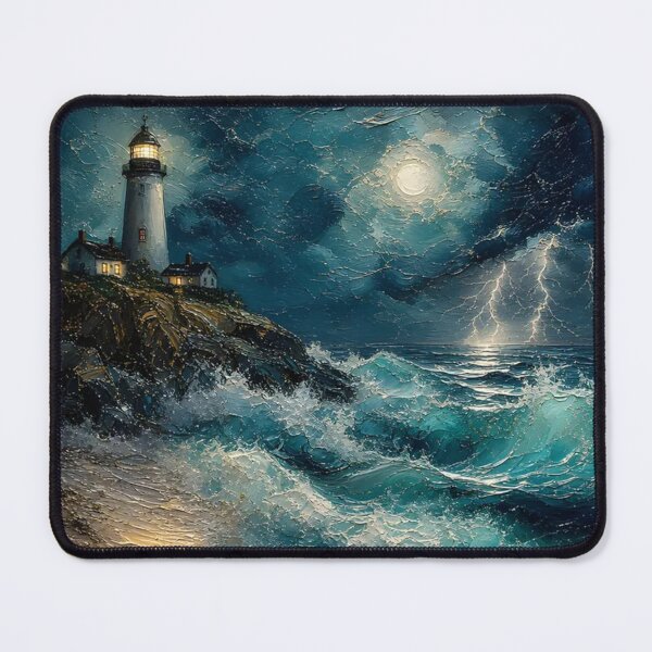 Item preview, Stormlit Lighthouse Over Turquoise Waves designed and sold by Pioneer Spirit Market.