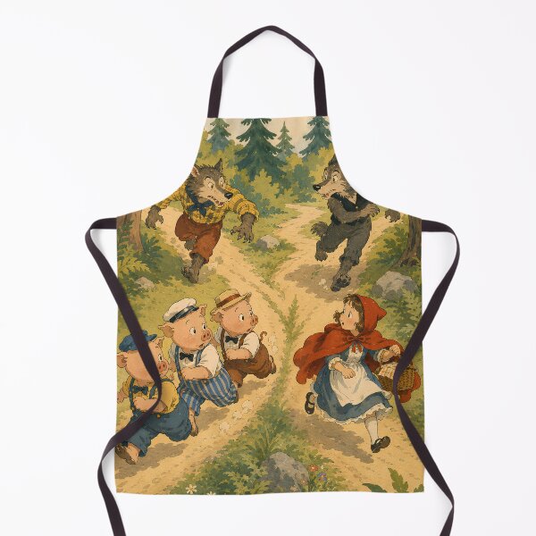 Item preview, The Three Little Pigs Meet Little Red Riding Hood | Big Bad Wolf Fairy Tale Illustration designed and sold by Extravanganzza.