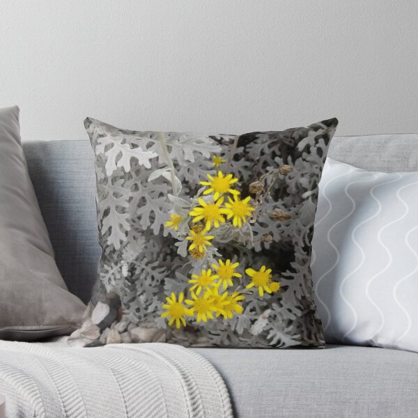Item preview, Vivid Yellow Blooms Against Dusty Miller Foliage designed and sold by maragretgifts.