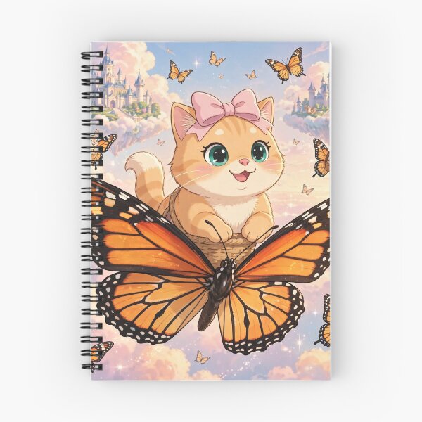 Item preview, Kitten Riding Giant Butterfly to Castles designed and sold by Moody Vibes Studio.