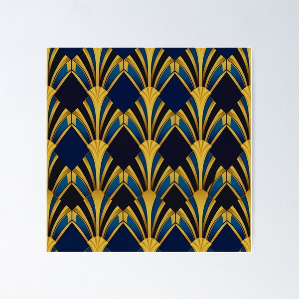 Item preview, Royal Blue And Golden Elegant Art Deco Pattern designed and sold by DEC02.
