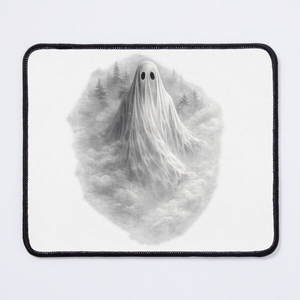 Item preview, Ghost Emerging from Morning Mist – Ethereal Gothic Forest Illustration designed and sold by BlackBoneArt.