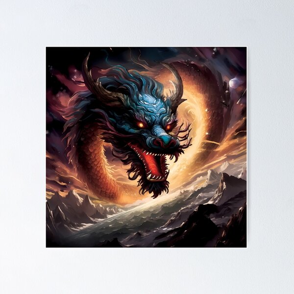 Item preview, Vibrant Asian Dragon Emerging from Cosmic Storm designed and sold by Neural Dream.