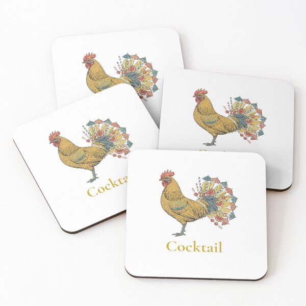 Item preview, Cocktail - Funny Rooster Cock Tail Pun - Vintage Birdwatching Pun | Literal Cocktail Funny Chicken - Cocktail Umbrellas designed and sold by Neurospicy Trolls.