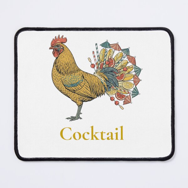 Item preview, Cocktail - Funny Rooster Cock Tail Pun - Vintage Birdwatching Pun | Literal Cocktail Funny Chicken - Cocktail Umbrellas designed and sold by Neurospicy Trolls.