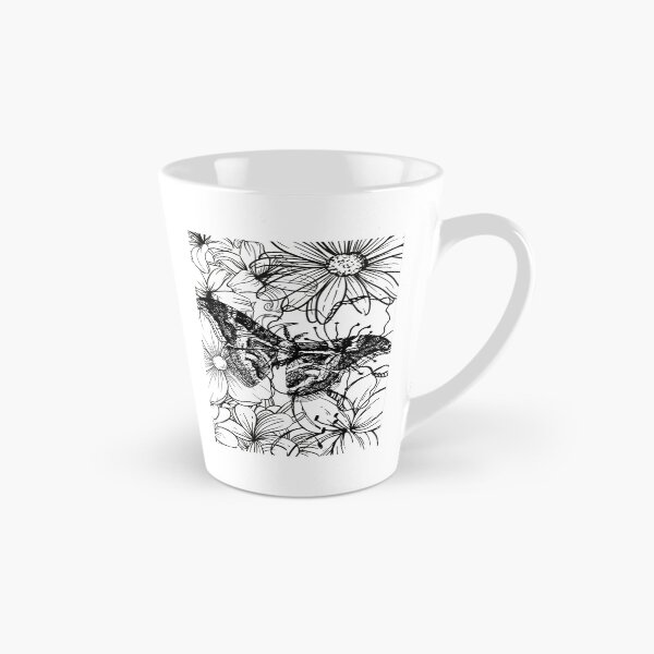 Item preview, Detailed Moon Moth and Wildflowers Aesthetic Ink Sketch designed and sold by DreamyBrushArt.