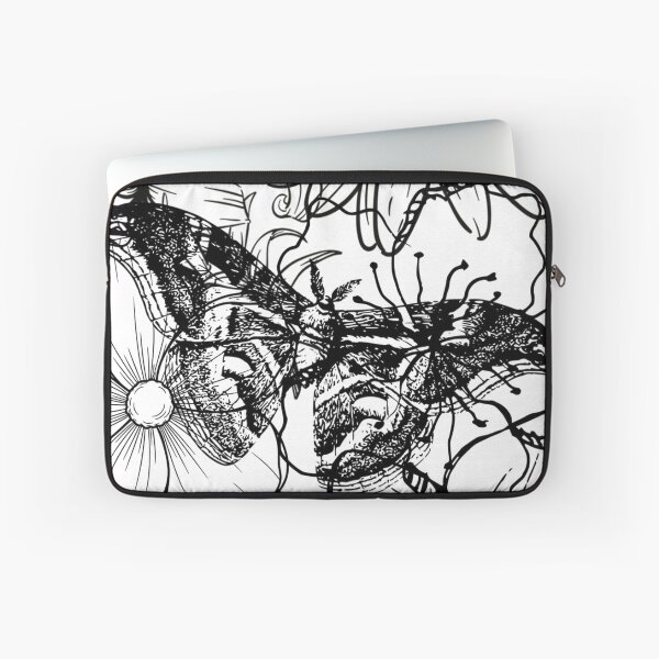 Item preview, Detailed Moon Moth and Wildflowers Aesthetic Ink Sketch designed and sold by DreamyBrushArt.