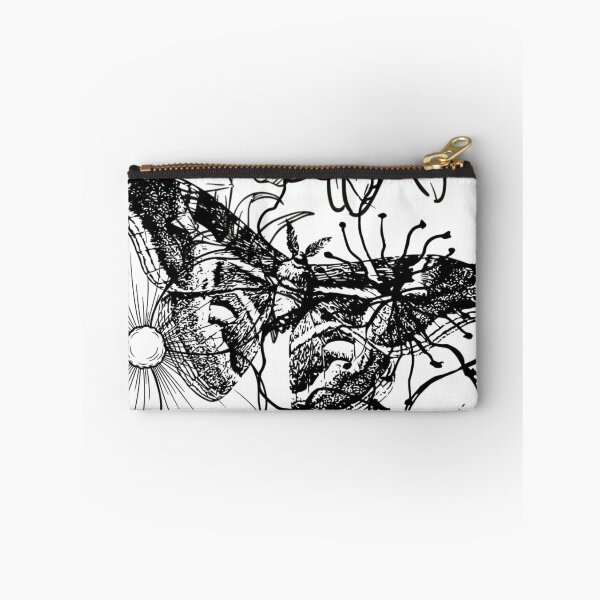 Item preview, Detailed Moon Moth and Wildflowers Aesthetic Ink Sketch designed and sold by DreamyBrushArt.