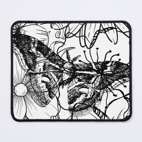 Item preview, Detailed Moon Moth and Wildflowers Aesthetic Ink Sketch designed and sold by DreamyBrushArt.