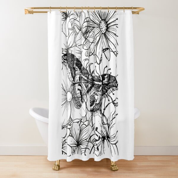 Item preview, Detailed Moon Moth and Wildflowers Aesthetic Ink Sketch designed and sold by DreamyBrushArt.