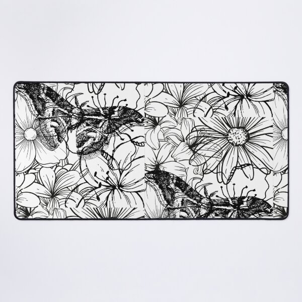 Item preview, Detailed Moon Moth and Wildflowers Aesthetic Ink Sketch designed and sold by DreamyBrushArt.