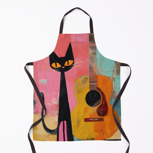 Item preview, Black Cat with Guitar - Whimsical Folk Art designed and sold by daila70.
