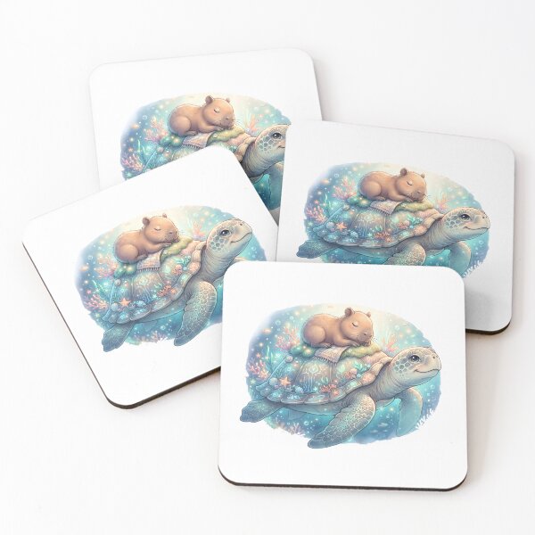 Item preview, Sleeping Capybara on Turtle Cute Wholesome Animal Friendship designed and sold by WorldShop17.